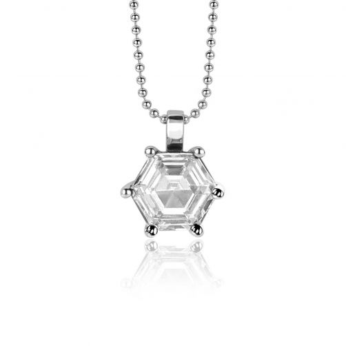 15mm ZINZI Sterling Silver Pendant Hexagon White Zirconia ZIH2259 (excl. necklace)