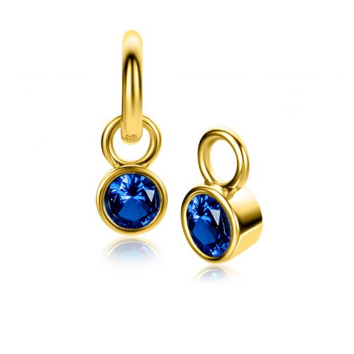 SEPTEMBER Earrings Pendants Gold Plated with Birthstone Blue Sapphire Zirconia (excl. hoop earrings)