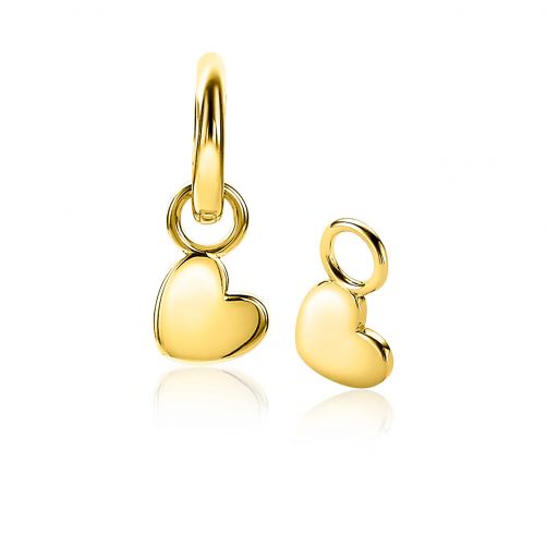 ZINZI Gold Plated Sterling Silver Earrings Pendants Heart 8mm ZICH1826G (excl. hoop earrings)