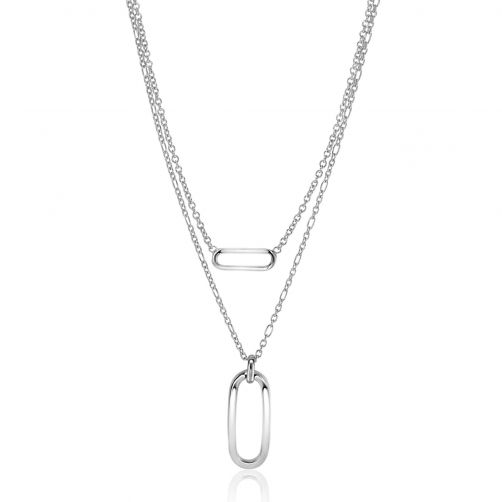 ZINZI Sterling Silver Multi-look Necklace 43cm Figaro and Rolo Chains with Open Oval Pendants ZIC2534