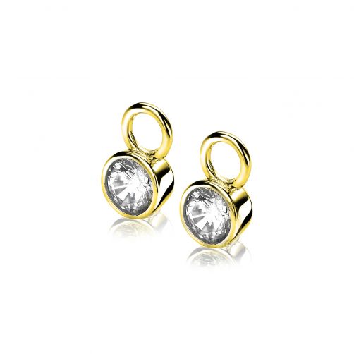 ZINZI Gold Plated Sterling Silver Earrings Pendants 7mm Round White ZICH1486Y (excl. hoop earrings)