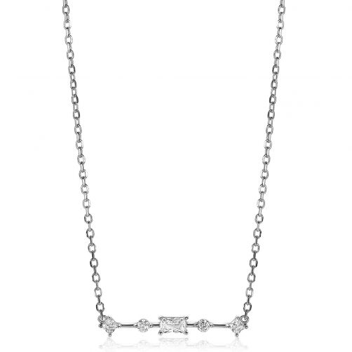 ZINZI Sterling Silver Necklace Bar with White Zirconias in Different Shapes 45cm ZIC2044