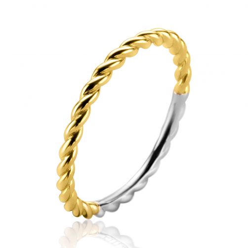 ZINZI Gold Plated Sterling Silver Ring Twisted Design ZIR2247