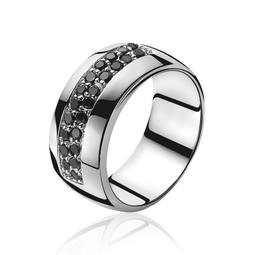 ZINZI zilveren ring zwart ZIR551Z