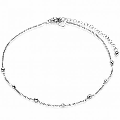 ZINZI Sterling Silver Choker Curb Chain Beads 32+10cm ZICHOK987