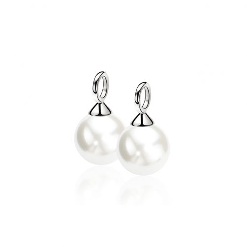 12mm ZINZI Sterling Silver Earrings Pendants Pearl White ZICH305W (excl. hoop earrings)