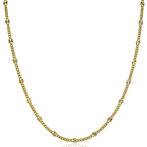 ZINZI Sterling Silver Necklace 14K Yellow Gold Plated 45cm Curb Chain ZIC2157G
