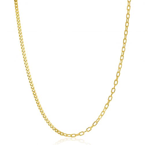 ZINZI Gold Plated Sterling Silver Multi-Chain Necklace with Curb and Paperclip Chains 2.7mm width 43-45cm ZIC2468G