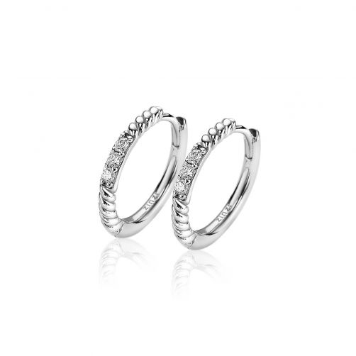 ZINZI Sterling Silver EarRings 16 x 2mm White Zirconia