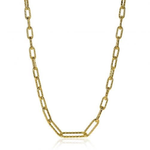 ZINZI Sterling Silver Necklace 14K Yellow Gold Plated Oval Chains