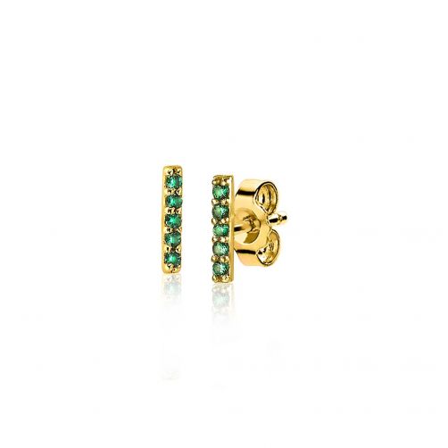 8mm ZINZI Gold Plated Sterling Silver Stud Earrings Bar Green ZIO1689GG