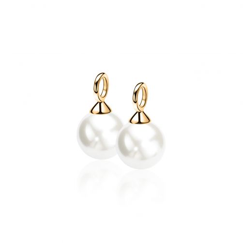 10mm ZINZI Gold Plated Sterling Silver Earrings Pendants Pearl White ZICH266WG (excl. hoop earrings)