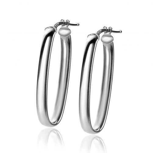 35mm ZINZI Sterling Silver Hoop Earrings Oval 35x4mm ZIO2164