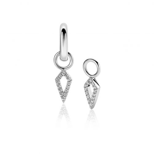 15mm ZINZI Sterling Sterling Silver Ear Pendants Open Diamond-shape White Zirconias ZICH2497 (excl. hoop earrings)