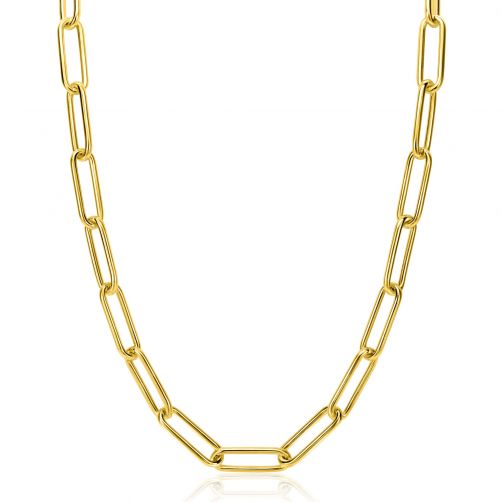 ZINZI Gold Plated Sterling Silver Paperclip Chain Necklace length chain 7mm 45cm ZIC2533G