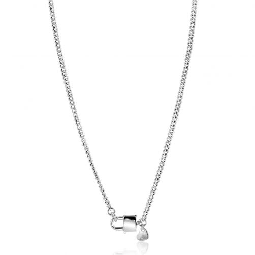 ZINZI Sterling Silver Curb Chain Necklace with Trendy Lock as Clasp 3.8mm width 43cm ZIC2411