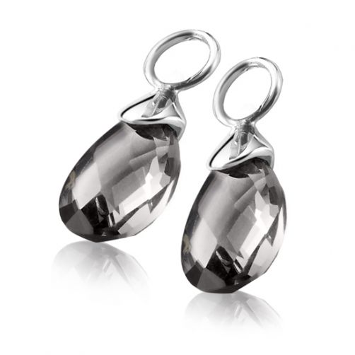 ZINZI Sterling Silver Earrings Pendants Pear Dark Grey ZICH1171Z (excl. hoop earrings)