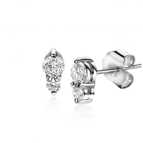 6mm ZINZI Sterling Silver Stud Earrings Round White ZIO2080