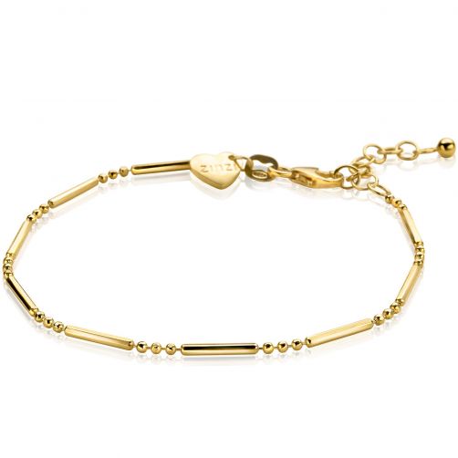 ZINZI Sterling Silver Fantasy Bracelet 14K Yellow Gold Plated