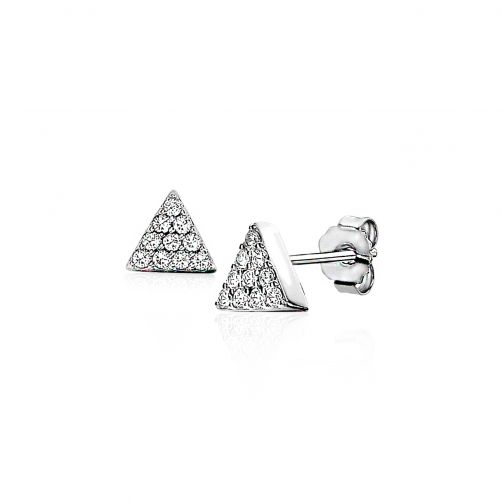 6mm ZINZI Sterling Silver Stud Earrings Triangle White ZIO1375Z