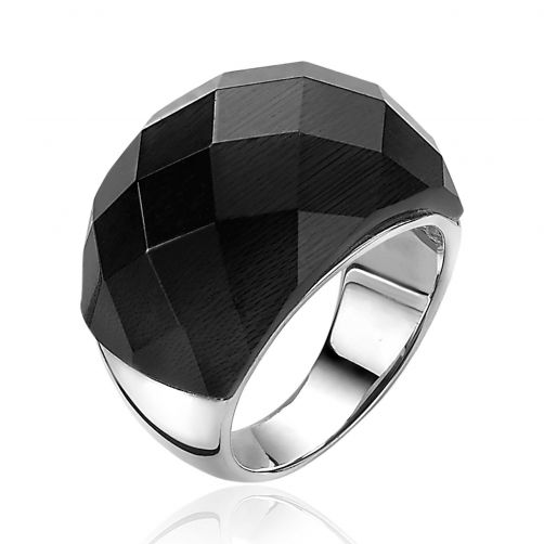 ZINZI Sterling Silver Ring Black Stone ZIR787