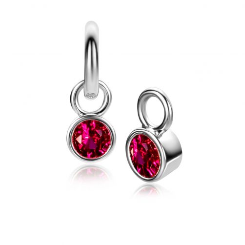 JULY Earrings Pendants Sterling Silver with Birthstone Red Ruby Zirconia (excl. hoop earrings)