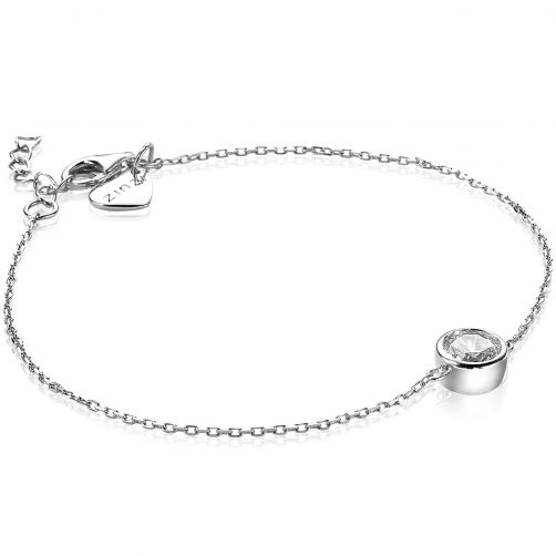 ZINZI Sterling Silver Bracelet Round Setting White Zirconia 17-19cm ZIA1775