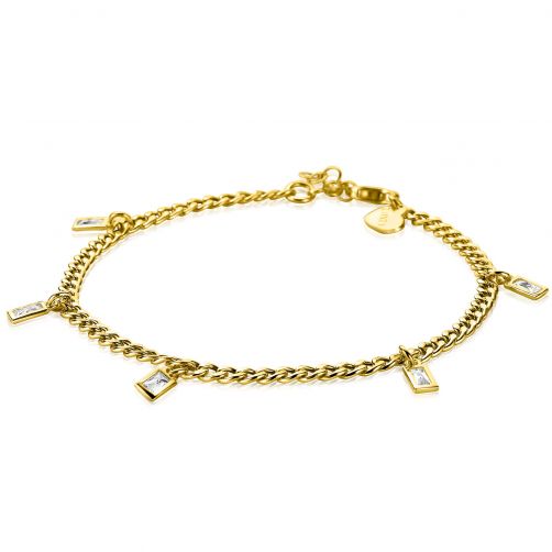 ZINZI Sterling Silver Curb Chain Bracelet 14K Yellow Gold Plated