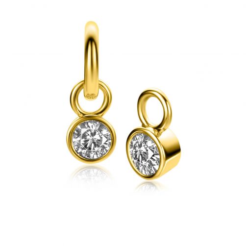 APRIL Earrings Pendants Gold Plated with Birthstone Diamond White Zirconia (excl. hoop earrings)