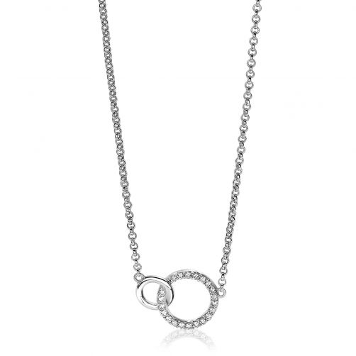 ZINZI Sterling Silver Necklace 2 Open Circles