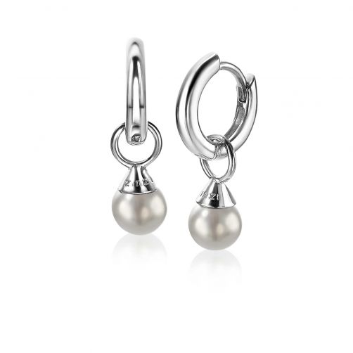 ZINZI Sterling Silver Earrings Pendants Pearls Light Grey ZICH1749LG (excl. hoop earrings)