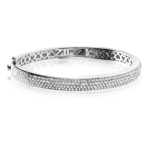 ZINZI Sterling Silver Bangle Bracelet White diameter 60mm ZIA506
