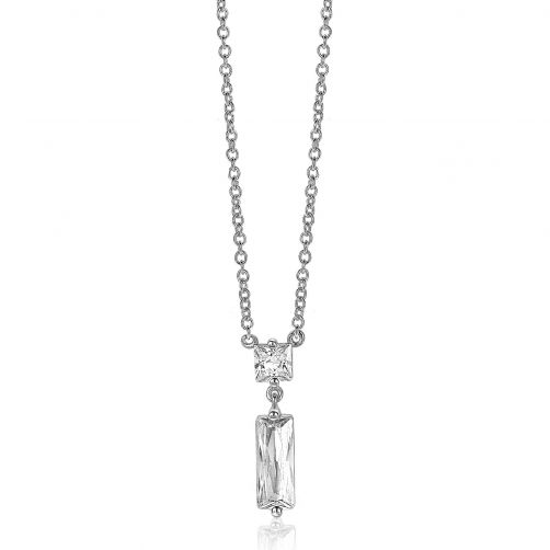 ZINZI Sterling Silver Necklace Square  and Rectangular Baguette White Zirconia 45cm ZIC2056