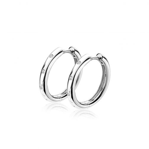 16mm ZINZI Sterling Silver Hoop Earrings White 16x2,5mm ZIO1683