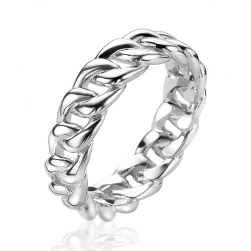 ZINZI zilveren ring gourmet schakel 5,5mm breed ZIR2117