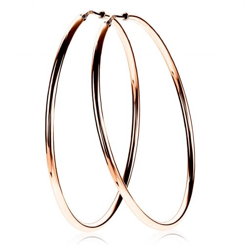 55mm ZINZI Rose Gold Plated Sterling Silver Hoop Earrings 55x2mm ZIO437R