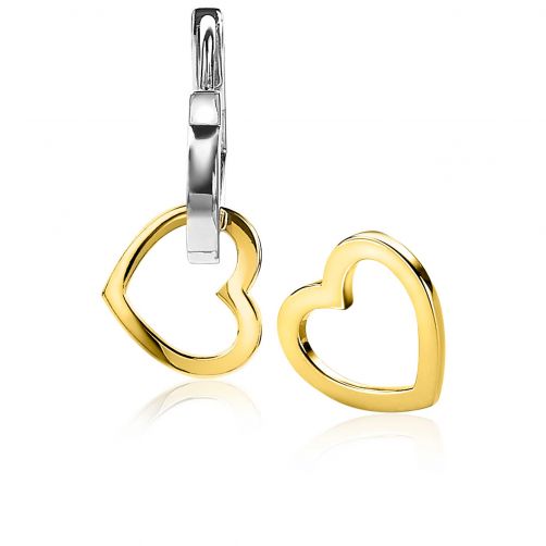 12mm ZINZI Gold Plated Sterling Silver Earrings Pendants Open Heart ZICH2197G (excl. hoop earrings)