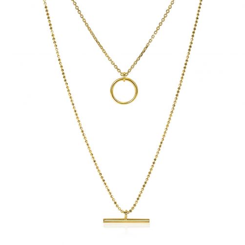 ZINZI Sterling Silver 2 in 1 Necklace 14K Yellow Gold Plated