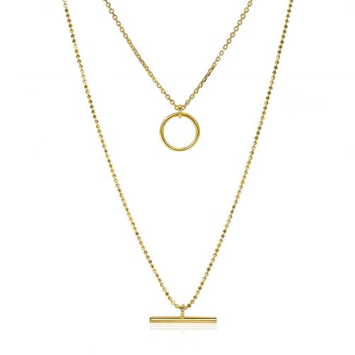 ZINZI Gold Plated Sterling Silver Multi-look Necklace Bar and Open Circle Pendant 40-55cm ZIC2098