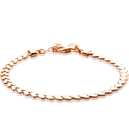 ZINZI Rose Gold Plated Sterling Silver Bracelet Hearts width 4,5mm ZIA1798R