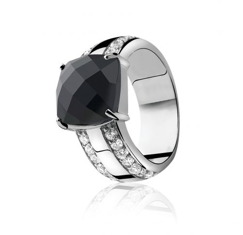 ZINZI zilveren ring zwart ZIR625
