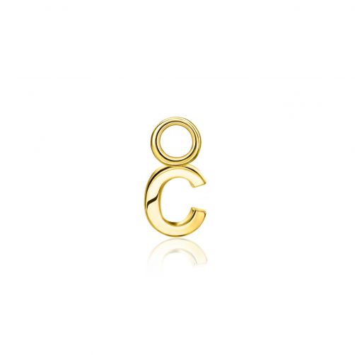 ZINZI Sterling Silver 14K Yellow Gold Plated Letter Ear Pendant C (per piece)