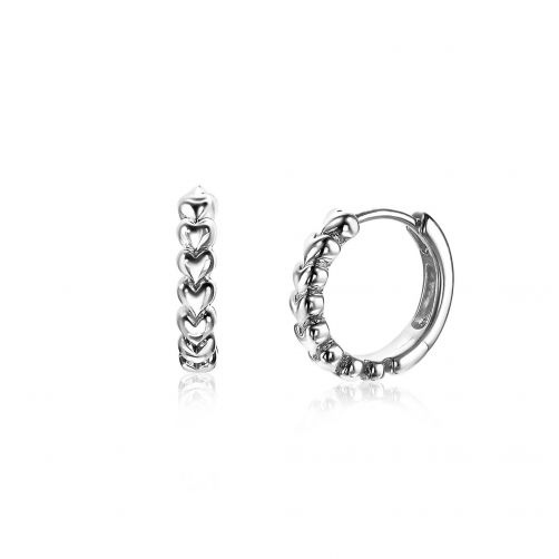 15mm ZINZI Sterling Silver Hoop Earrings Hearts 15x3mm ZIO1798