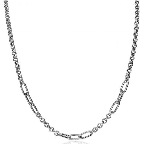 ZINZI Sterling Silver Necklace 45cm Curb Chain Oval