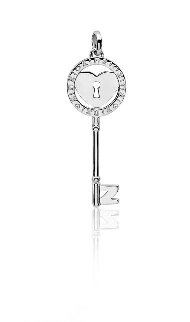 Zinzi zilveren hanger sleutel wit ZIH719