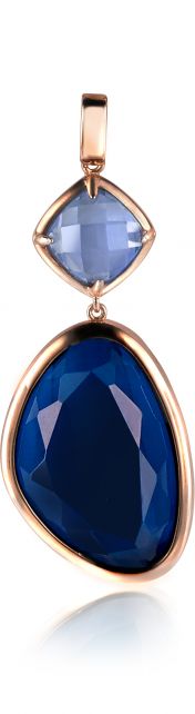 ZINZI zilveren hanger rosé verguld blauw ZIH1160H 