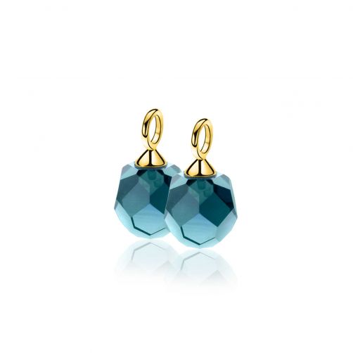 10mm ZINZI gold plated silver earring charms with blue bead ZICH266BG (without hoops)
