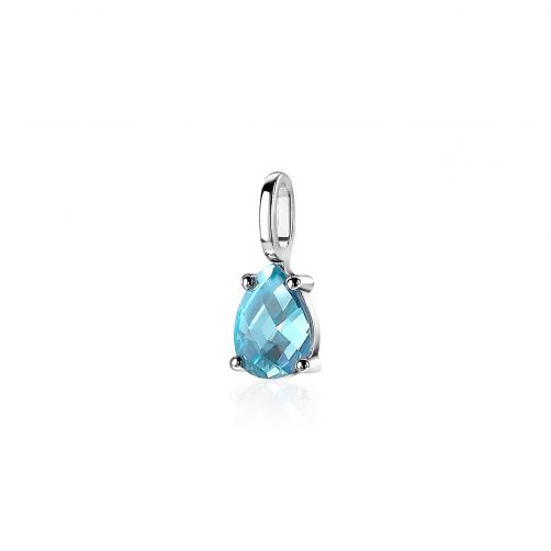 ZINZI zilveren hanger druppelvorm turquoise blauw ZIH2070T