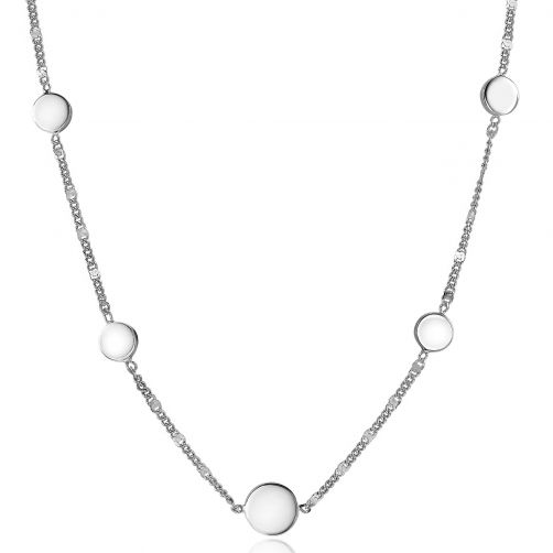 ZINZI Sterling Silver Curb Chain Necklace Round Coins 45cm ZIC2158