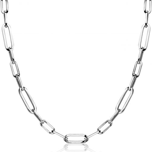 ZINZI Sterling Silver Necklace Oval ''Closed Forever'' Chains width 6mm 45cm ZIC1990